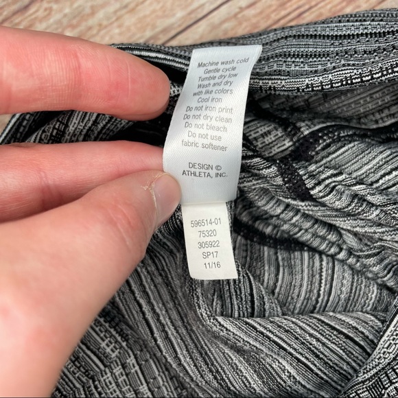 Athleta Mesh Paneled Black/White Athletic Leggings - Picture 4 of 10